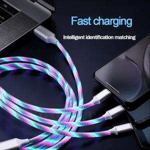 3 In 1 LED Fast Charging Cable Adapter For Micro USB Type C Charger Cord