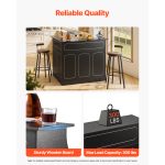 Home Bar Unit, L-Shaped Wine Bar Cabinet Table 4-Tier With Storage Shelves, Wine Glass Holder, 300 Lbs Max Capacity, Wood Liquor Cabinet For Home, Kitchen, Living Room, Pub, Basement, Black