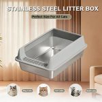 Stainless Steel Cat Litter Box, Large Open Top Litter Box With Anti Splash High Sides, Anti Tracking Pedal, Easy To Clean, Non Stick, Odor Resistant For Big Cats, Multi Cat Homes