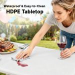 6FT 3 PCS Portable Camping Table and Chairs, Folding Picnic Table Bench Set with Carrying Handles for BBQ, Party, White