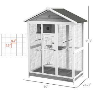 Wooden Bird Cage Aviary, Flight Cage With 4 Perches, Nest And Slide-Out Tray For Indoor Outdoor, GrayMultiple Packages Shipped. Please Pay Attention To The Dimensions And Weight In The Details.