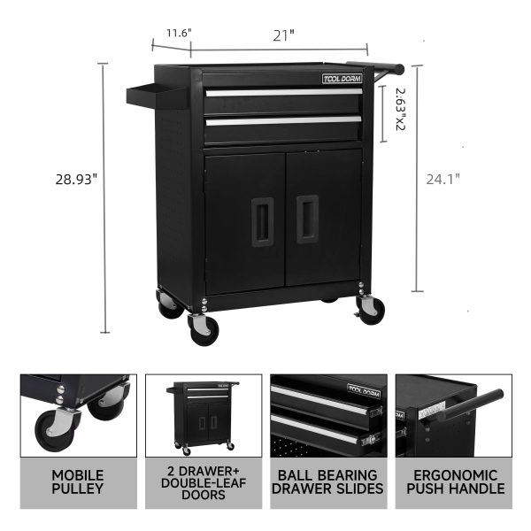Only For Shipping On Waybill Double-door Cabinet With Two Drawers Tool Cart TT202BK