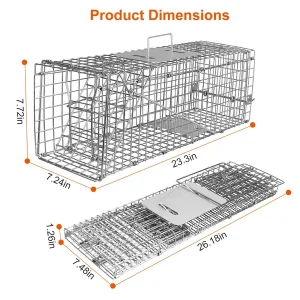 Humane Cat Trap Cage Catch Release Live Animal Rodent Cage Collapsible Galvanized Wire For Small Raccoons Beavers Groundhogs Foxes Armadillos