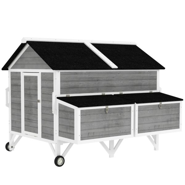 Wooden Chicken Coop W Wheels, Handles, 2 Nesting Boxes, 2 Trays, 4 Perches, Chicken Tractor For 4-6 Chickens, GrayFor Multiple Packages Being Shipped, Please Pay Attention To The Dimensions And Weigh