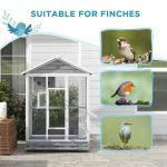 PawHut 64.5 Wooden Bird Cage Aviary, Flight Cage With 4 Perches, Nest And Slide-Out Tray For Indoor Outdoor, GrayMultiple Packages