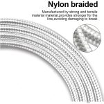 150cm 180cm USB Charging Cable A Pple MFi Certified, Nylon Braided Jacket,silver Premium Series