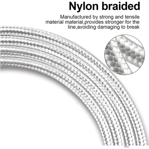 150cm 180cm USB Charging Cable A Pple MFi Certified, Nylon Braided Jacket,silver Premium Series