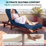 Chaise Lounge Cushion, 4" Thick Outdoor Lounge Chair Cushions with Ties for Patio, 26" x 80", Navy Blue