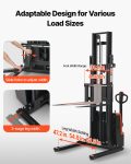 Full Electric Pallet Stacker, 3300 Lbs Capacity, Pallet Lift Stacker Forklift With Straddle Legs & Forks, 96.06 Inches Lifting Height & 8.66-31.1 Inches Adjustable Fork Width, Orange & Black