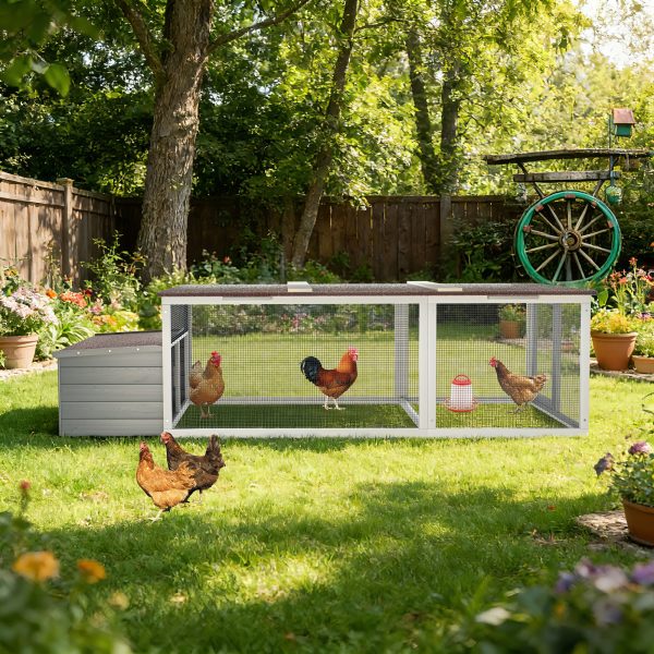 Large Chicken Coop With Run, 20.93 Sq Ft Outdoor Poultry Cage, Weatherproof Asphalt Roof, Wooden Hen House With Nesting Box & Secure Lock For Use