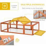 PawHut Large Wooden Rabbit Hutch Small Animal Habitat Enclosure Outdoor Run And Lockable Doors - Natural
