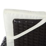 3 Piece Patio Bistro Set, PE Wicker Furniture Conversation Set w/ Tufted Cushion Reclining Chairs & Coffee Table, Cream