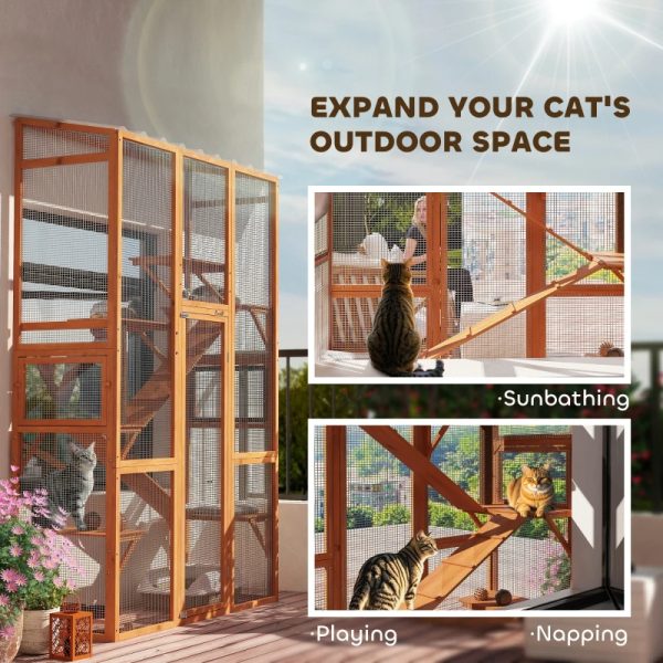 Outdoor Catio Cat Enclosure, Large Wooden Cat House With 6 Jumping Platforms, Scratching Post.For Multiple Packages Shipped, Please Pay Attention To The Details, Dimensions, And Weight.