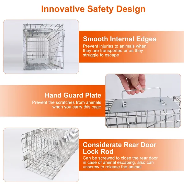 Humane Cat Trap Cage Catch Release Live Animal Rodent Cage Collapsible Galvanized Wire For Small Raccoons Beavers Groundhogs Foxes Armadillos