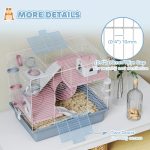 Cage, 3-Tier Small Animal Cage With Exercise Wheel, Food Bowl, Water Bottle, House, Tunnels, Ramps