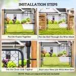 Garden Gate Chain Link Fence Gate, Galvanized Steel Garden Door For Yard Entrance Way, 47.2 X 70.9 In., Black