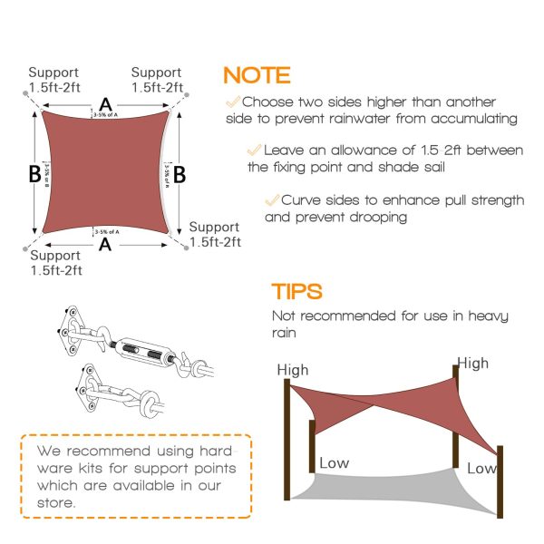 Prohibited From Sale On Amazon XISHAN 16'X20' Mocha,Rust Red,Sand HDPE Sunshade Sail, 160 Grams
