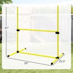 4 Piece Dog Agility Set with Adjustable Height Jump Bars, Carry Bag, Displacing Top Bar, Yellow Yellow