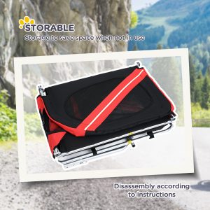 Dog Bike Trailer With Easy Folding Cart Frame, Large Wheels, 3 Entrances, Mesh Screen, For Dogs Within 44 Lbs, Red & Black
