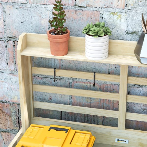 Wooden Potting Bench with Storage, Sink, Water Tap for Backyard, Patio, Balcony, Natural