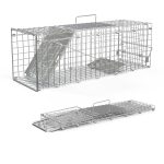 2Pcs 24X7.48X8.27IN Folding Humane Live Animal Trap Cages Easy To Catch And Release Foldable Cat Trap Galvanized Steel For Small Cats Squirrels Rabbits Hedgehog Chipmunk