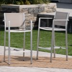 29.50  Barstools With Silver Rust Proof Aluminum Frame, Grey Mesh, Set Of 2