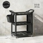3-Tier Rolling Tool Cart, 200 LBS Capacity Plastic Utility Cart With Side Shelf And Storage Bucket, Tikt0k Sales Prohibited