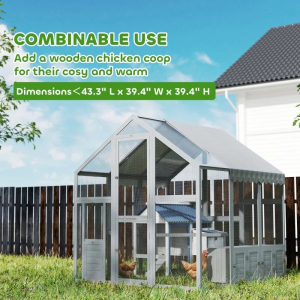 Large Wooden Chicken Run With Waterproof & Anti-UV Cover, For 6-8 Chickens, For Backyard, Farm, 5.5' X 6' X 6'Multiple Packages