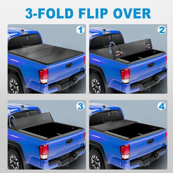 Tri-Fold 5 FT Hard Truck Bed Tonneau Cover For T Oyota 2016-2023 Tacoma W Lamp--A86315-89M42404S