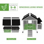 Wooden Chicken Coop W Wheels, Handles, 2 Nesting Boxes, 2 Trays, 4 Perches, Chicken Tractor For 4-6 Chickens, GrayFor Multiple Packages Being Shipped, Please Pay Attention To The Dimensions And Weigh