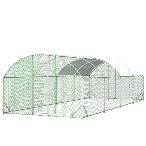 26x9x6Large Metal Chicken Coop,Walk-in Poultry Cage,Chicken Run With Waterproof Cover,Outdoor Backyard Farm,Chicken Rabbits Duck Run Pen,Easy To Assemble And Clean
