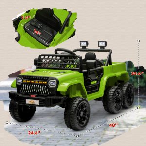 12V 4x4 Kids Electric Car W/ 2WD/4WD Switchable, Remote Control, Spring Suspension System, Back Trailer, Camouflage