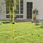 4 Piece Dog Agility Set With Adjustable Height Bars, Carry Bag, Displacing Top Bar, Yellow Yellow