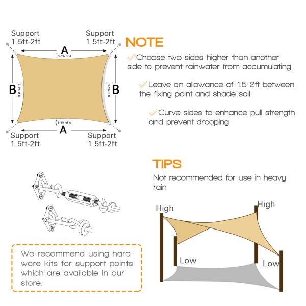 Prohibited From Sale On Amazon XISHAN 16'X20' Mocha,Rust Red,Sand HDPE Sunshade Sail, 160 Grams