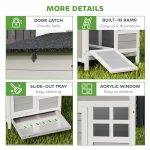 Wooden Chicken Coop Outdoor with Nesting Box, Pull-Out Metal Tray, for 1-2 Chickens, Rabbits, Ducks, 36" x 25" x 27"