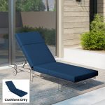 Chaise Lounge Cushion, 4" Thick Outdoor Lounge Chair Cushions with Ties for Patio, 26" x 80", Navy Blue