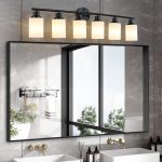 39 Modern 6-Light Vanity Bathroom Mirror Light, Frosted White Glass With Black Iron Frame, Contemporary Wall Sconce For Bedroom, Bathroom, And Dressing Room No Bulbs