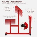 Soozier 265 LBS Preacher Curl Bench For Strength Training, Adjustable Seated Arm Isolated Barbell Dumbbell Bicep Station, Red