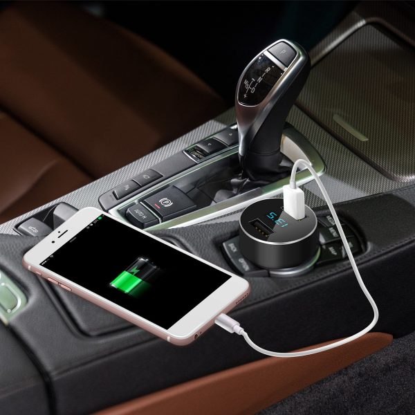 Universal 15W-3.1A Dual USB Car Charger Adapter Aluminum Alloy Fast Car Charging Adapter For IOS Phone XR XS Tablet PC
