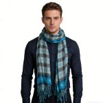 2pcs Extra Long Scarf,Turquoise Jacquard Crinkle Scarf,Cool Tone Jacquard Pattern On Crinkle Base,Versatile Everyday Scarf ,Pairs With All Casual Outfits,Office Appropriate Subtlety For Women Men