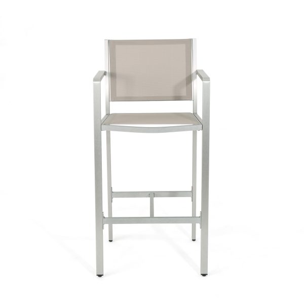 29.50  Barstools With Silver Rust Proof Aluminum Frame, Grey Mesh, Set Of 2