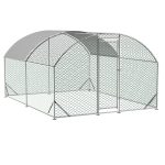 Large Chicken Coop Metal Chicken Run With Waterproof And Anti-UV Cover, Dome Shaped Walk-in Fence Cage Hen House For Outdoor And Yard Farm Use,9.84 X 13.12 X 6.56 Ft