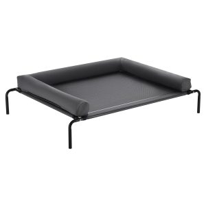 Elevated Dog Bed For Large Dogs XL, Raised Dog Bed Cot With Washable Pillow, Indoor & Outdoor Cooling Dog Bed Hammock, Heavy Duty Steel Frame Dog Bed With Breathable Teslin Mesh, Grey
