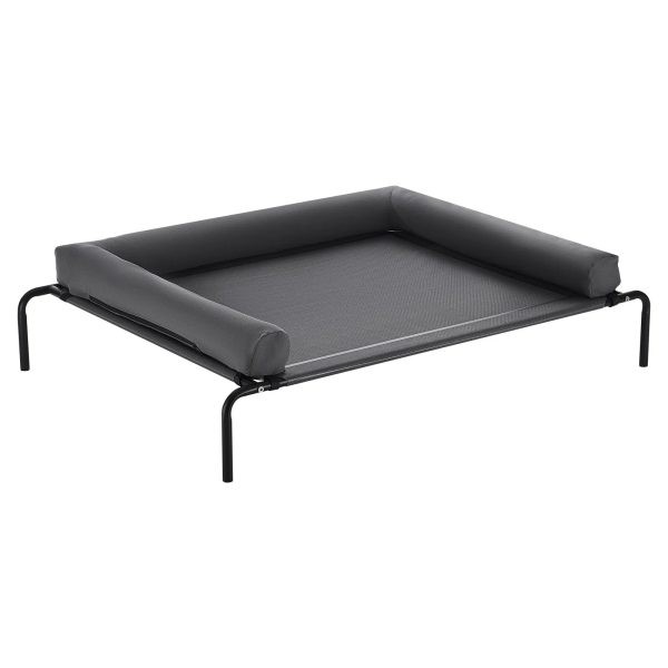 Elevated Dog Bed For Large Dogs XL, Raised Dog Bed Cot With Washable Pillow, Indoor & Outdoor Cooling Dog Bed Hammock, Heavy Duty Steel Frame Dog Bed With Breathable Teslin Mesh, Grey
