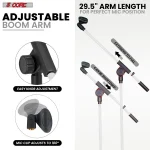 5 Core Tripod Mic Stand Floor Adjustable 18 To 72 Inches Sturdy Boom Arm Holder Microphone Stands Pedestal Para Microfono For Singing MS 080 WH
