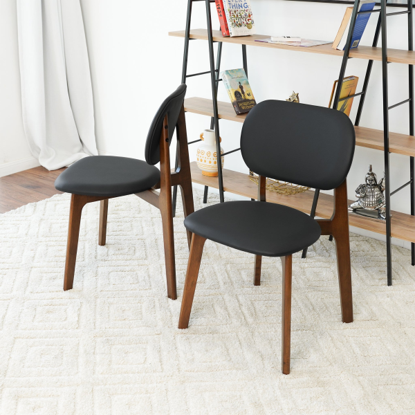 Kelsey  Black Leather Dining Chair  Set Of 2  18.1 W X 21.1 D X 31.7 H