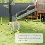 4 Piece Dog Agility Set With Adjustable Height Bars, Carry Bag, Displacing Top Bar, Yellow Yellow