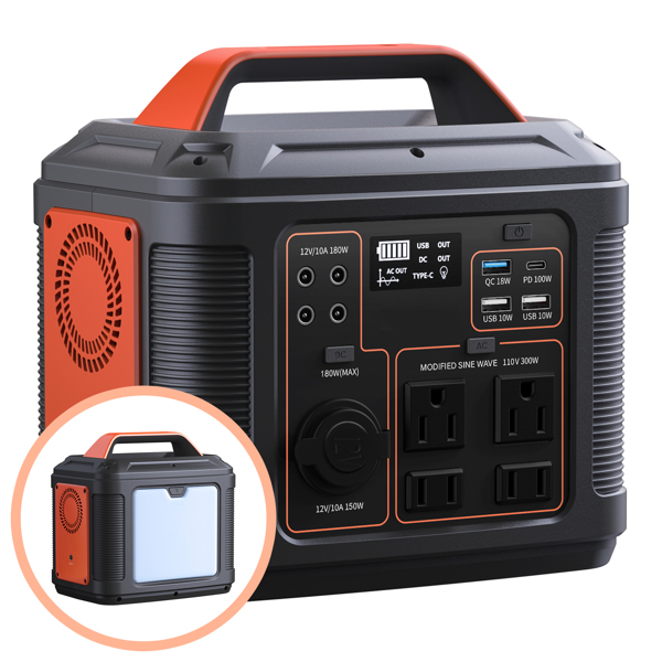 Portable Power Station, 296Wh 80000mAh Lithium Battery With 300W  600W Surge  AC Outlets For Outdoor Camping RV Home,Camping Generator Solar