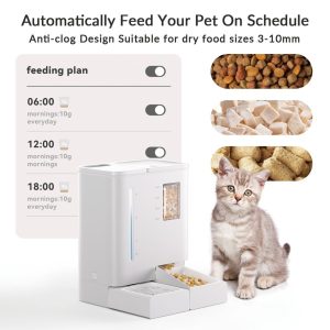Waithem WiFi Automatic Pet Feeder & Waterer 2-in-1 Set App-Controlled, 2-Week Capacity, Detachable &Washable, Moisture-Proof