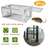 2 Pcs Humane Mouse Trap, High Sensitivity Gravity Pedal Auto-Lock Rodent Trap - Sturdy Galvanized Steel, Escape-Proof Small Mesh Design, Safe For Kids & Pets, Easy To Use Indoors&Outdoors For Mice,